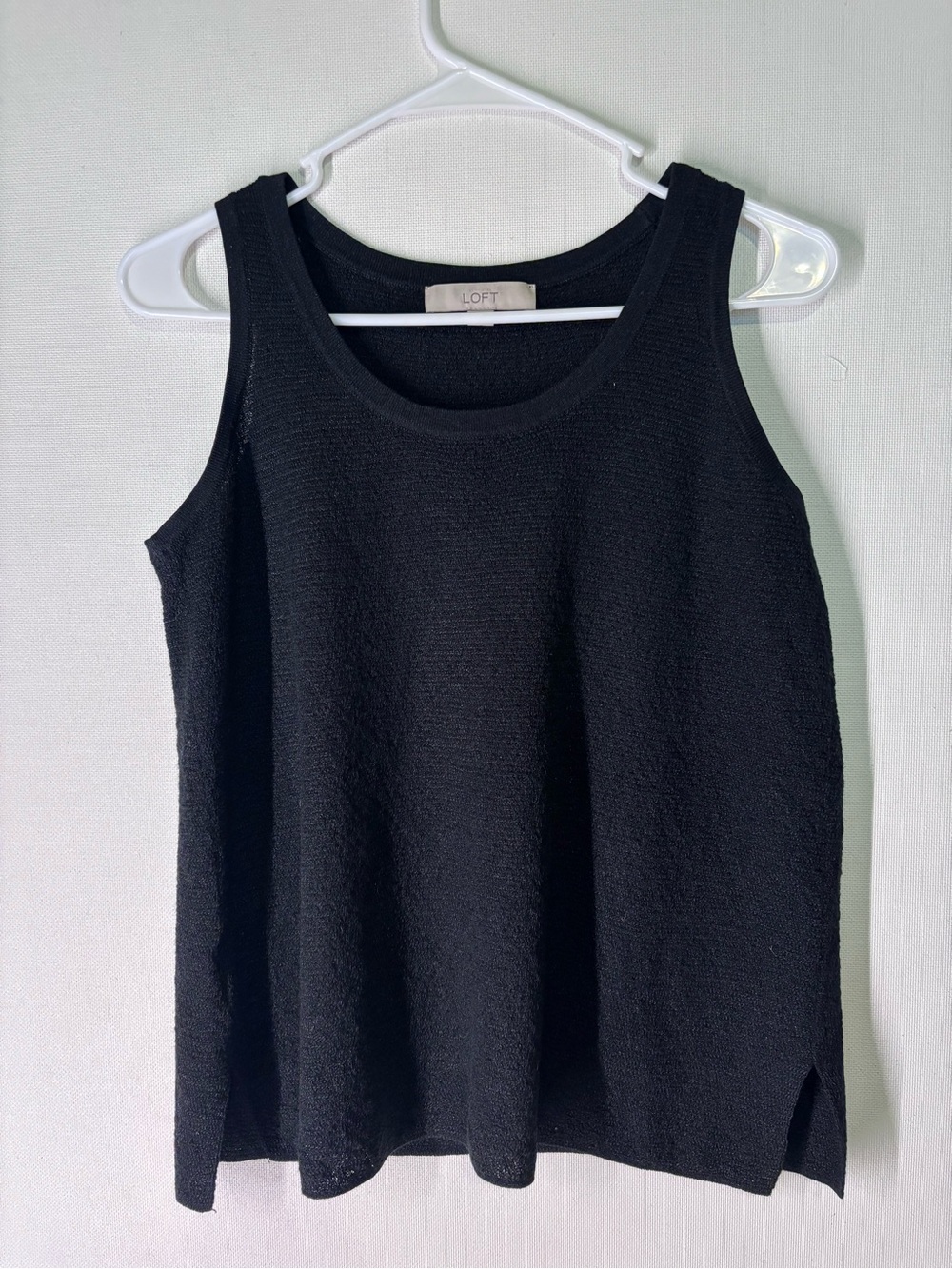LOFT Black Textured Scoop Neck Tank